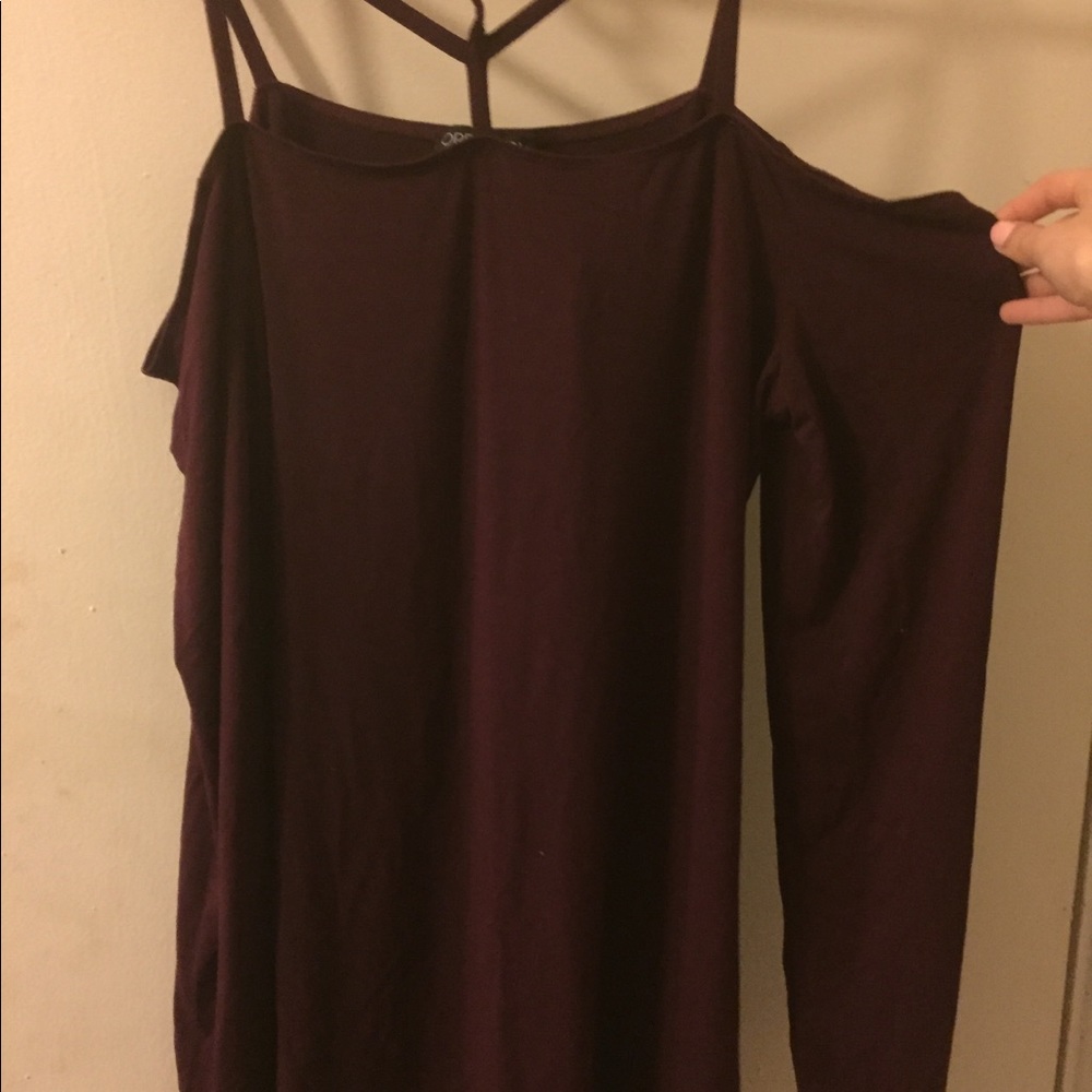 Dark maroon long sleeved dress - Picture 4 of 5
